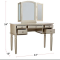 Silver Vanity Set with Stool Foldout Mirror