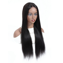 2021 hot selling 4x4 lace front closure human hair wigs natural straight wave sewn in double weft hair extension wigs for women