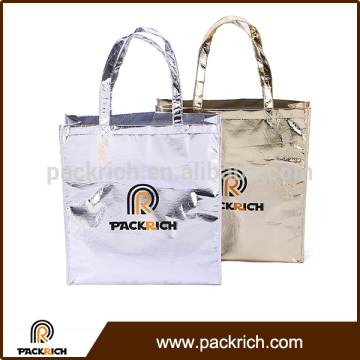 New design saving space promo woven laminated shopping bag