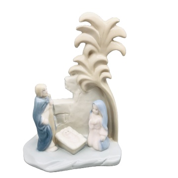 Hand-Painted Designer Tree Decor White Porcelain Nativity Set