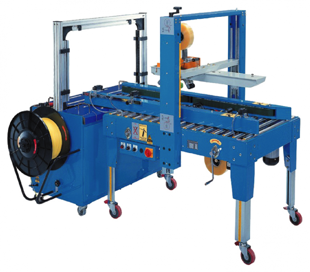 Automatic Carton Sealing and Strapping Combination