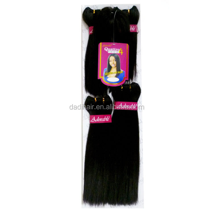 Adorable hair, 4 different size indian synthetic deep curly hair weft, Quattro Ripple deep wave hair weave with fringe