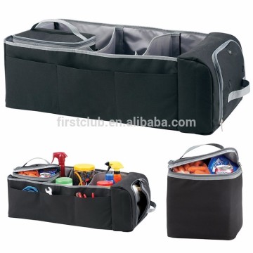 Folded Trunk Organizer with Cooler Bag