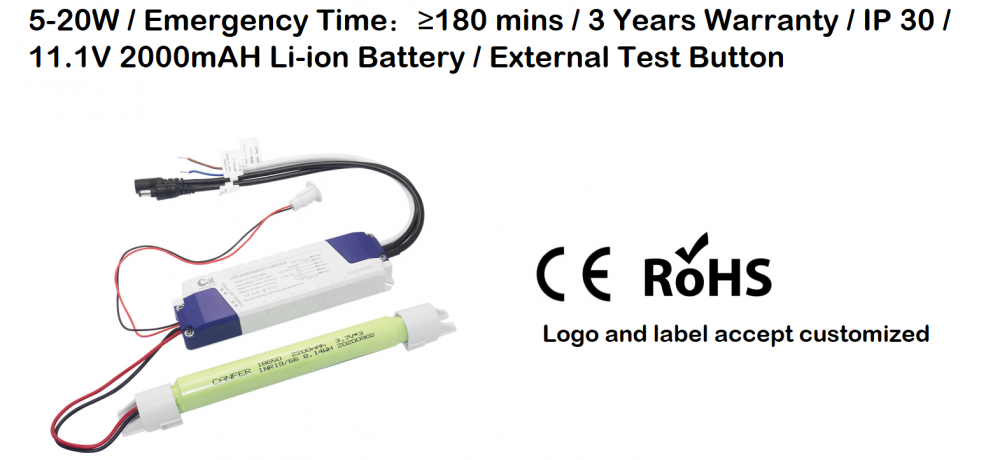 Ricarica rapidamente il kit di emergenza LED di backup della batteria agli ioni di litio