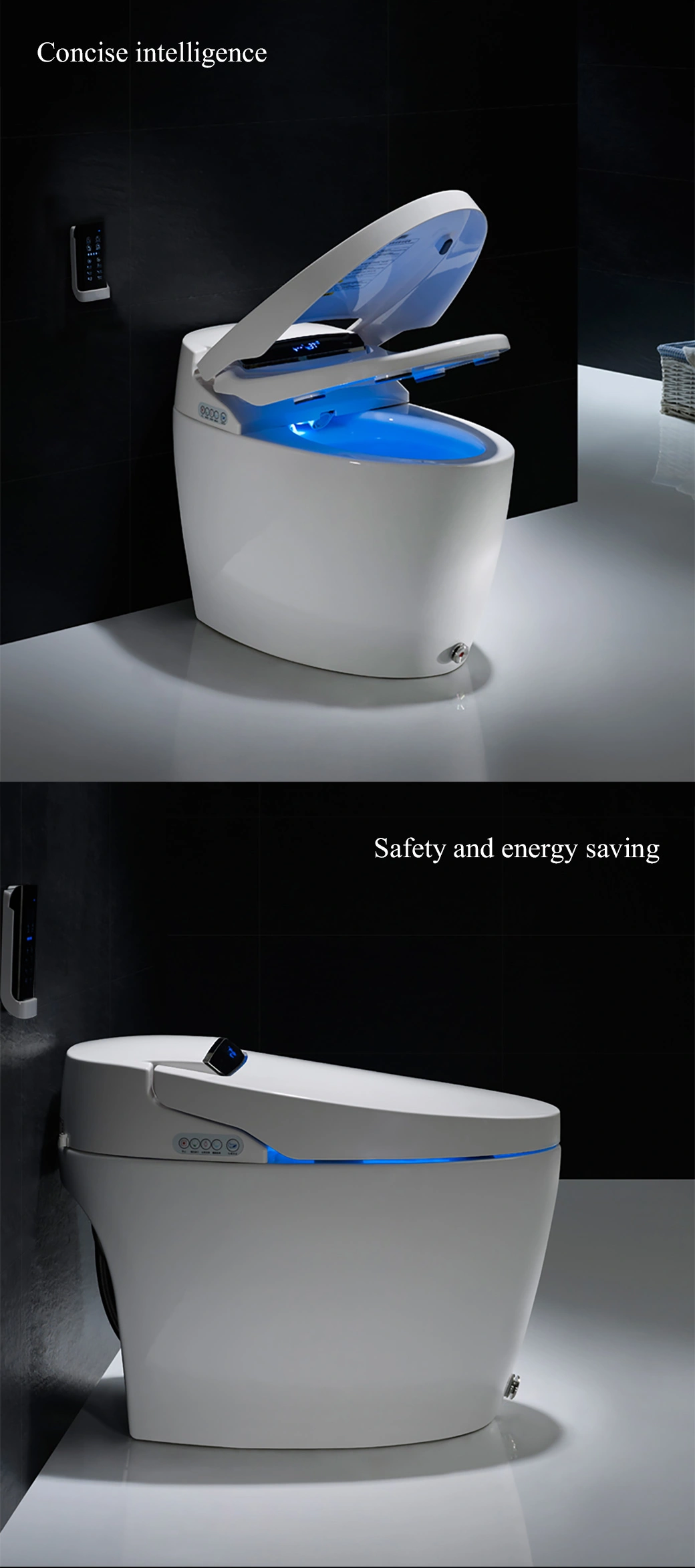 Ceramic One Piece Siphonic Flushing Intelligent Electric Automatic Smart Toilet with Bidet