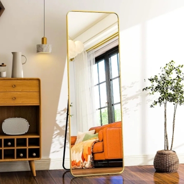 Gold Aluminum Frame Full-Length Living Room Bedroom Cloakroom Mirror - Large Floor Standing Option