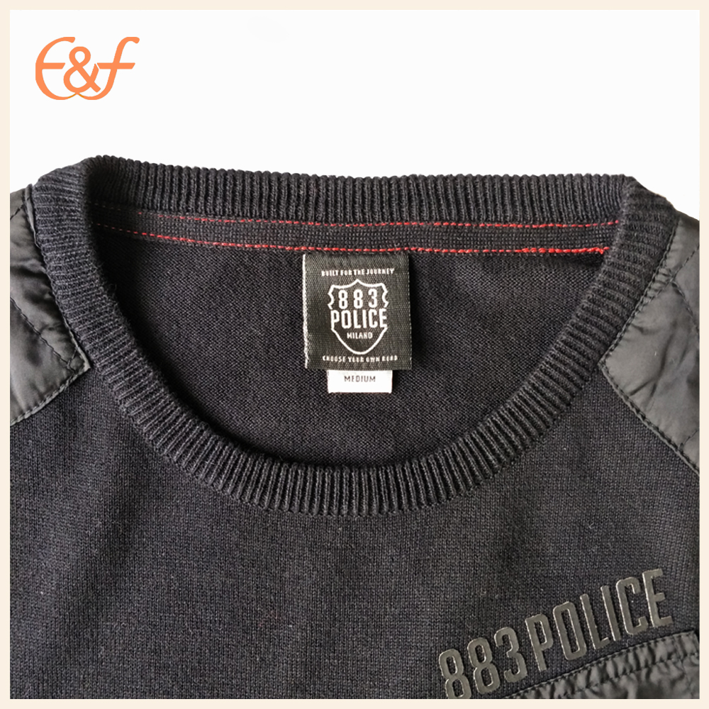 Patch Version Men Black round neck sweater