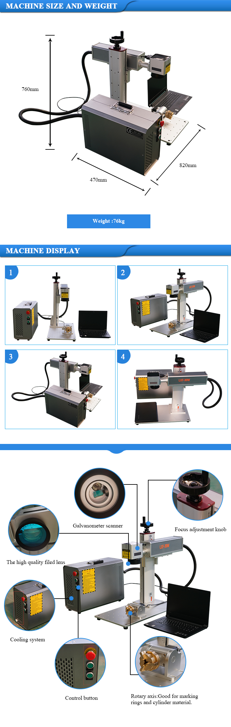 CE cheap cnc fiber laser marker computer keyboard fiber laser marking machine cylinder fiber laser marker 3d depth cnc