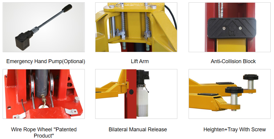 4Ton Double Side Lock Release Two Post Base Plate Car Lift Manufacturer