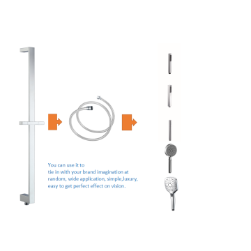 Flat Square Shower Rail With Water Outlet