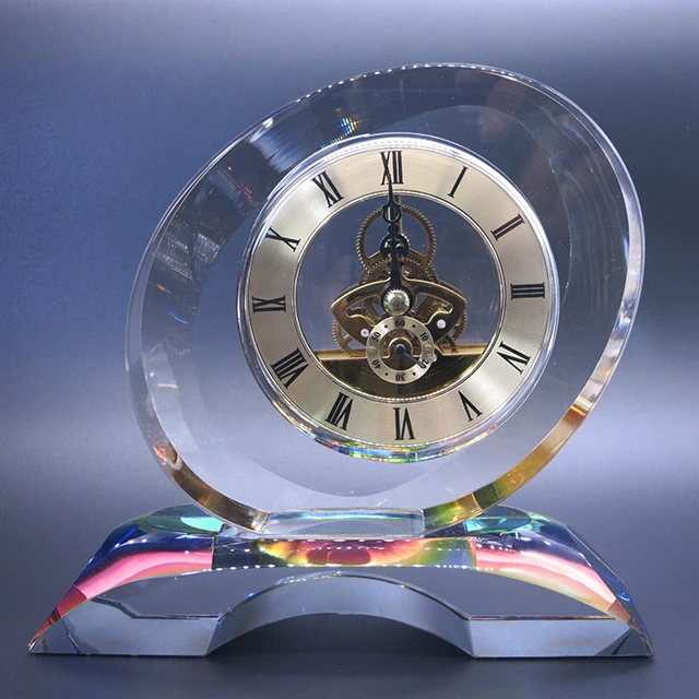 Top Grade Decorate Oval Crystal Clock Desk Clock