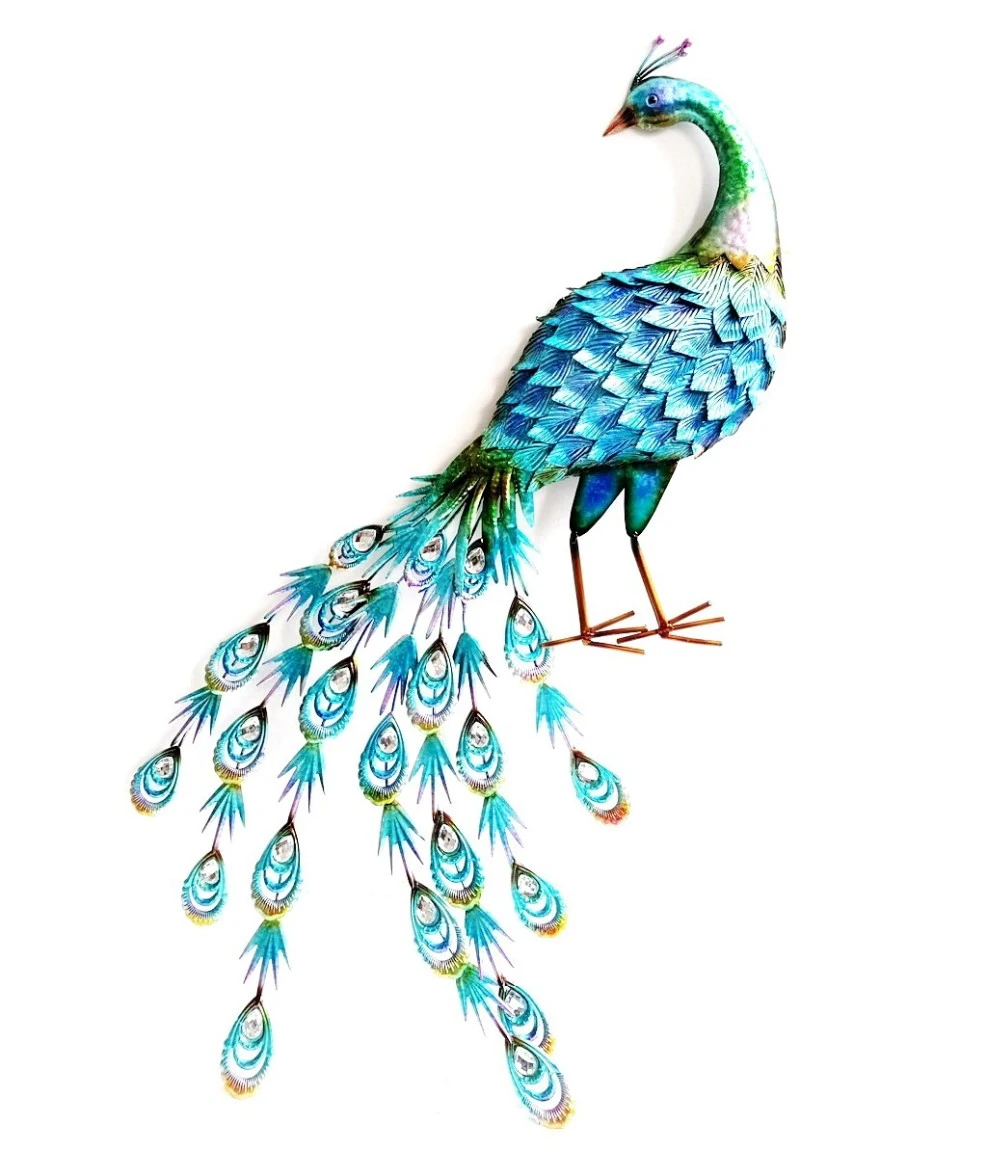 Hand Painting Lawn and Garden Ornaments Peacock Statue