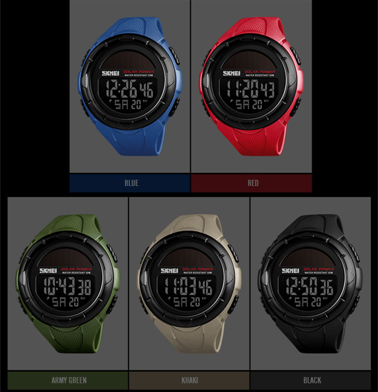 Red watch Digital skmei 1405 sport new style solar power watch