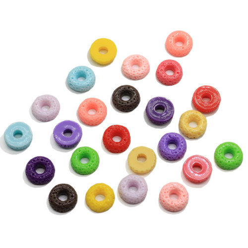 Color mezclado lindo Mini Donut postre en forma de cabujón de resina artículos de bricolaje para collar pulsera llavero decoración encantos