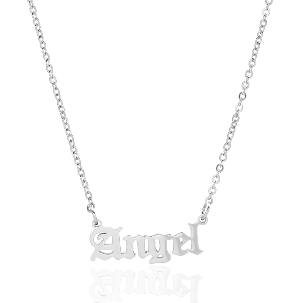 old english letter ANGEL pendant necklace stainless steel alphabet letters stainless steel letter necklace