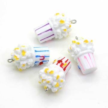 Kawaii Sweet Popcorn Charms Miniature Dollhouse Food Popcorn Pendants For Earring Necklace Jewelry making