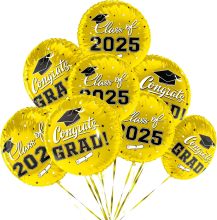 Yellow graduation helium balloon