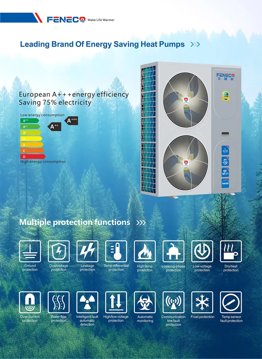 R290 18kw ERP a+++ Evi Monoblock DC Inverter Heat Pump Air to Water Heat Pump for Heating Cooling Dhw Water Heaters