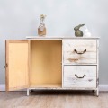 Distressed White Paulownia Wood Shabby Storage Cabinet