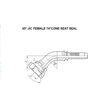45 ° JIC Fêmea 74 ° Cone 26741