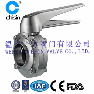 Stainless steel welded hygienic butterfly valve SMS standard