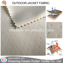 Three layers stretch fabric with TPU membrane laminated woven fabric