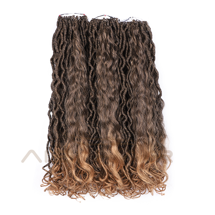 Aisi Hair Wholesale Faux Locs Ombre Brown Crochet Braids Hair Faux Locks Synthetic Braids Hairpieces Extensions For Black Women