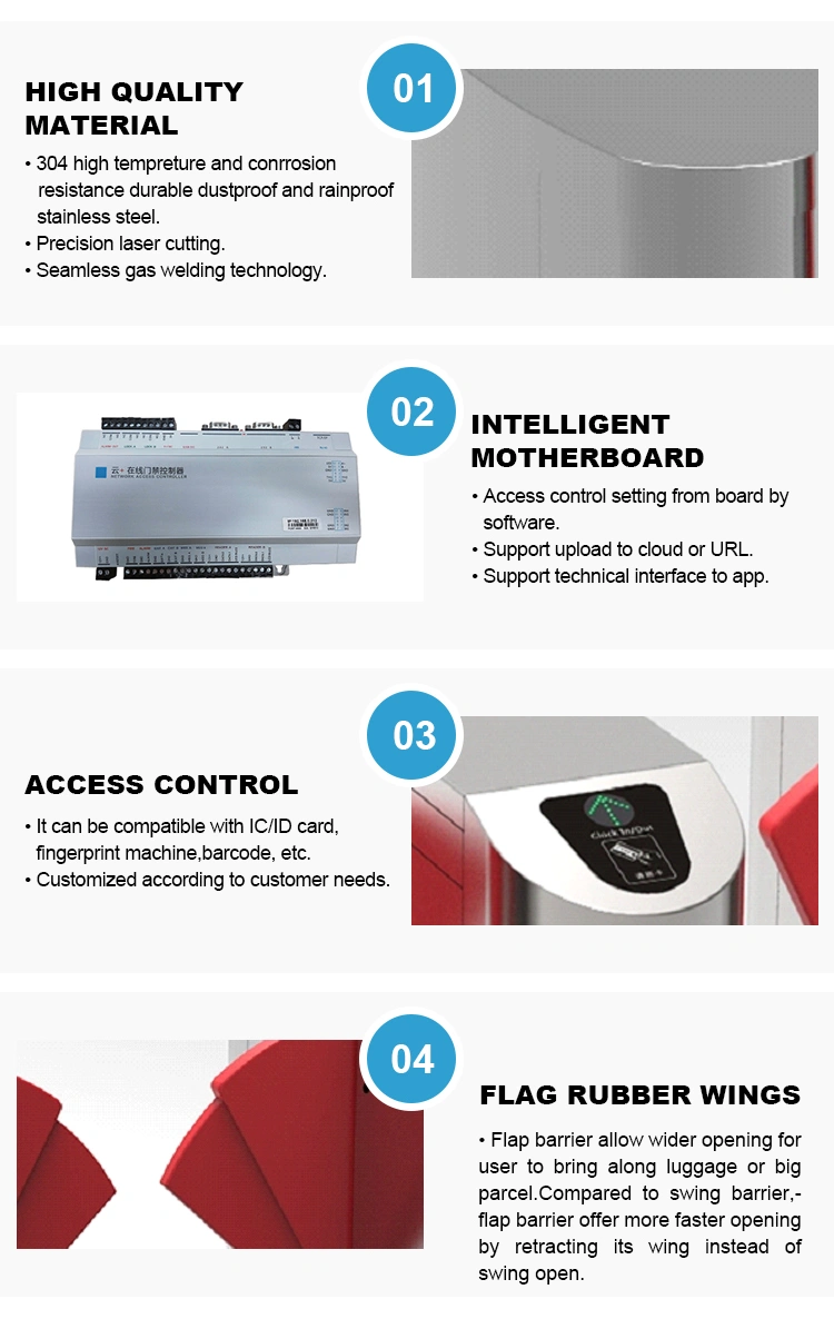 RFID Card Reader Security High Recognition Rate Face Recognition Flap Barrier Turnstile Gate