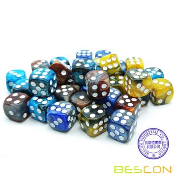 Bescon 12mm D6 Dice 36 in Cube, Assorted Gemini ROCK Colors, 12mm Six Sides Die (36) Block of Dice