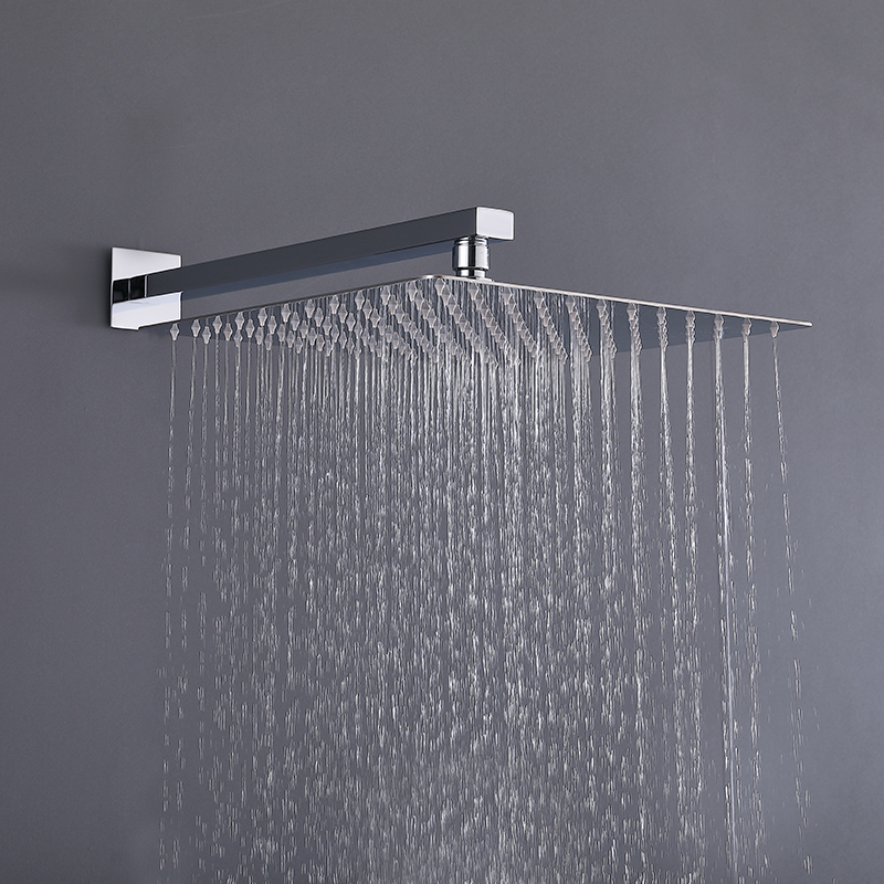 Polished chrome square shower head rainfall