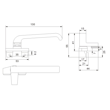 Aluminium Casement Window Handle With Tail