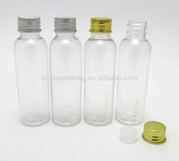 Empty 60ML 2oz Clear Plastic Bottle with Aluminum Screw Cap ,Plastic Bottles with Orifice Reducer