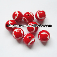 Curved Flower Red Round Ball Beads