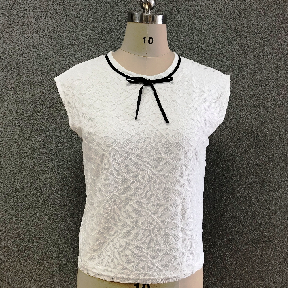 Women's polyester white lace top