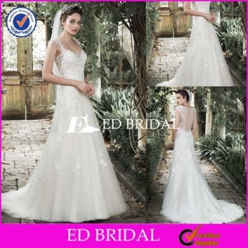 CE1112 Hot Selling Elegant Sheer Covered Back Lace Appliqued Dresses To Wear To A Wedding