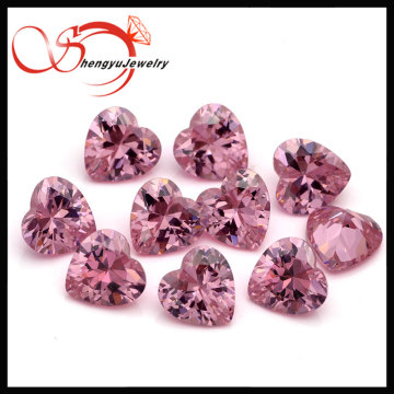 Jewelry setting gemstone heart shape pink loose cubic zirconia stones