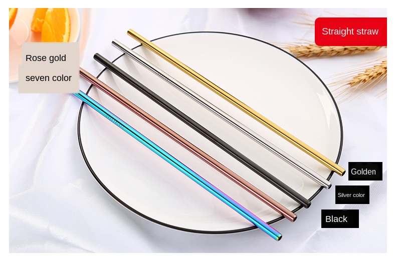 Reusable Metal Drinking Straws 304 Stainless Steel Sturdy Bent Straight Drinks Straw Kawaii Colourful Environmental Protection