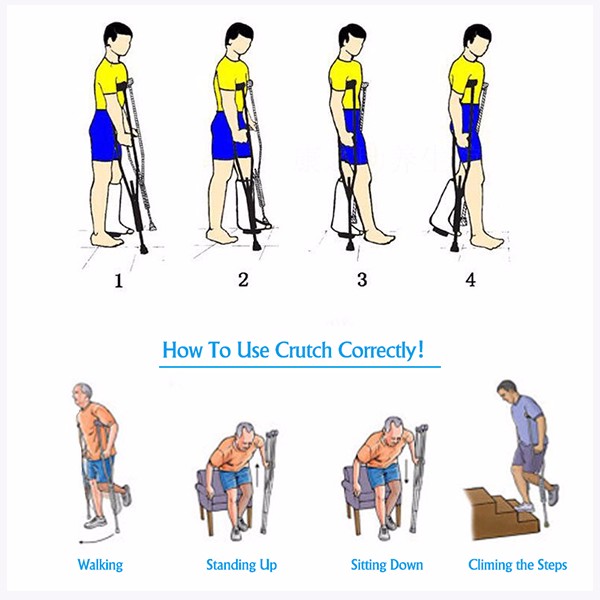 Folding lightweight stainless disabled under arm crutches