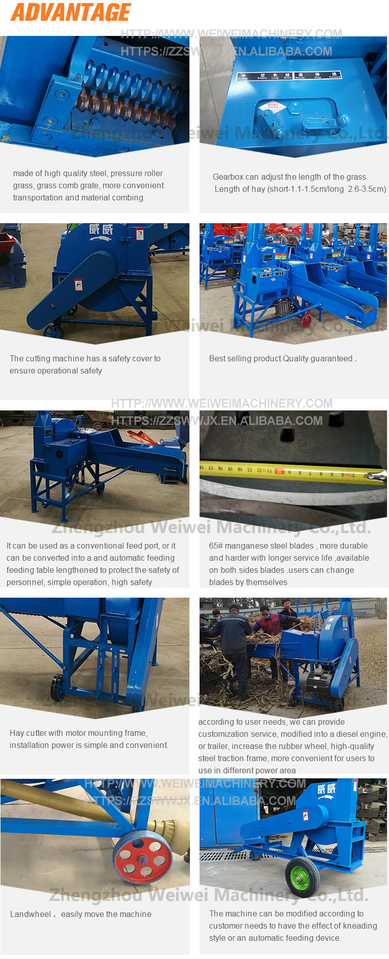 Weiwei feed machine heavy duty chaff cutter hay cutter/chaff hand powered