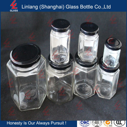 2015 Transparent glass honey jar with lid