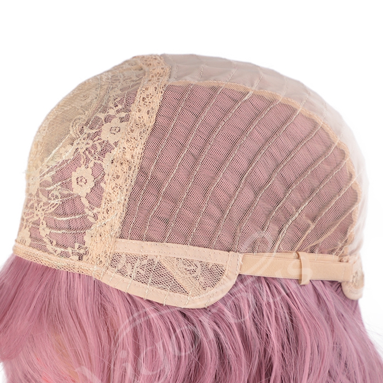 Best Hair Short Vendors High Quality Temperature With Bang Loose Wave Deep Pink Wholesale Wigs Synthetic