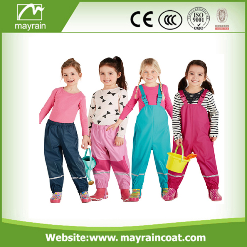 Children PU Waterproof Rain Bib Pants