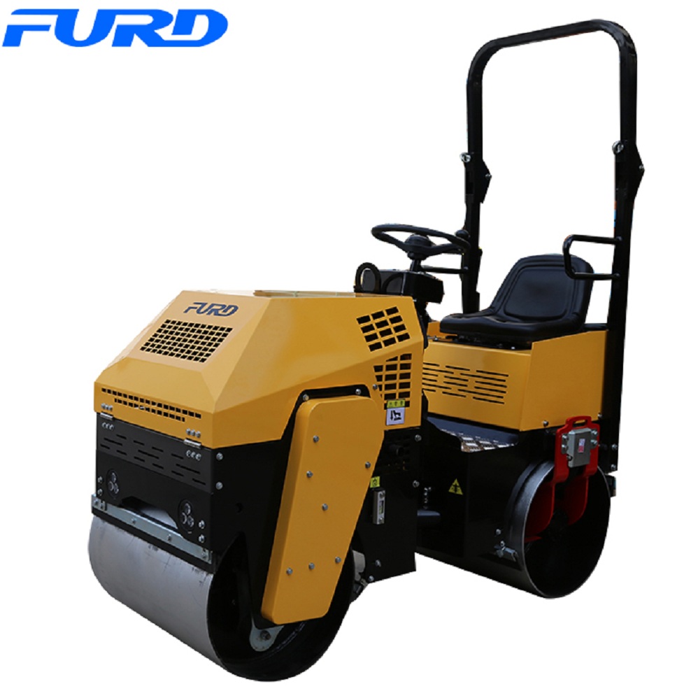 ขี่บนลูกกลิ้งกลองกลองคู่ 1ton Vibratory Double Drum Roller