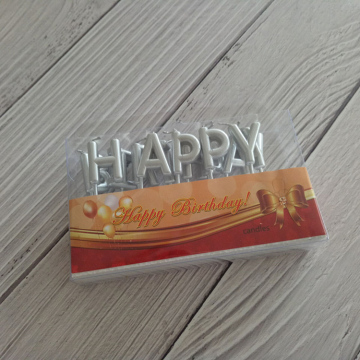 Silver Gold PVC Packing Letter Smokeless Birthday Candles