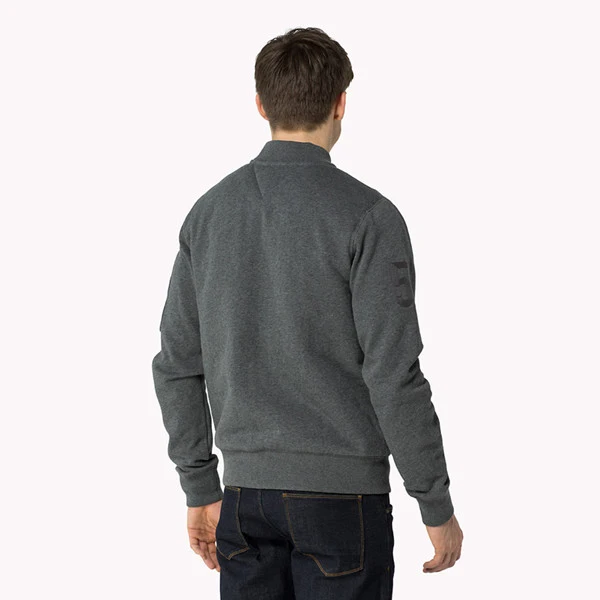 Young Men Stylish Fashion Plain Dark Gray Zip Fleece Sweat Jacket Without Hood