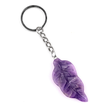 Amethyst Handmade Craved Leaf Pendant keychain Accessories