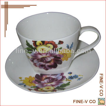 Porcelain flower coffee cup and saucer wholesale