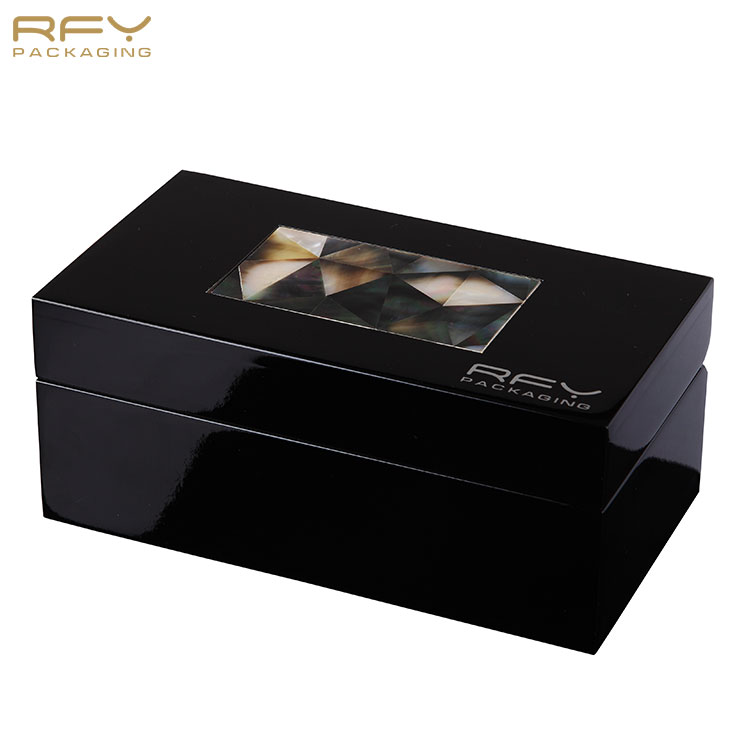 Sublimation Luxury Black Piano Lacquer Wood Storage Gift Wooden Packaging Boxes