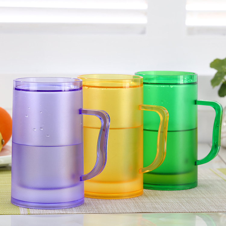 Sturdy Durable Plastic Beer Freezer Mugs, Cups, Double Wall Insulated Freezer Tumbler, Perfectly Cooling Glasses Mugs for Beer