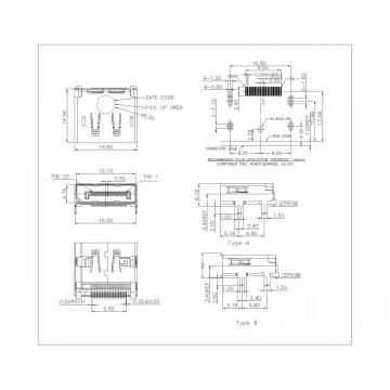 Hiển thị cổng 20p SMT mà không có Plastac Basic